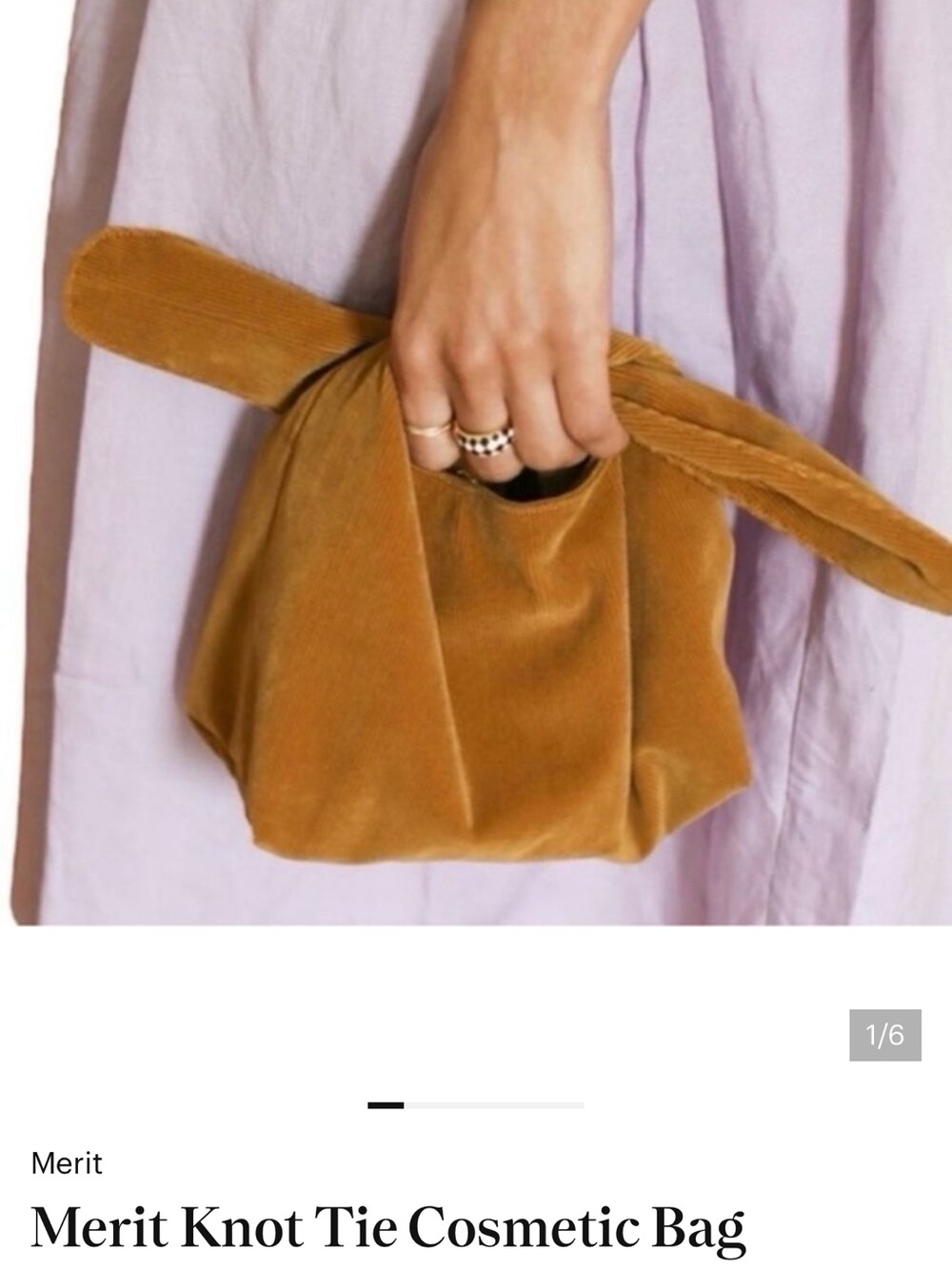 MERIT Signature Corduroy Knot Bag Caramel Tan Mini Clutch / Cosmetic Pouch - Picture 6 of 6